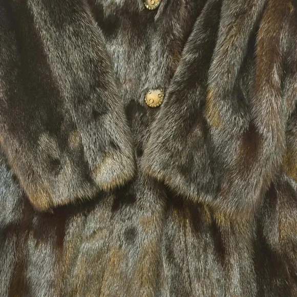 Vintage 1970s Mink Fur Belted Leather Coat Womens Small Medium - Picture 10 of 16